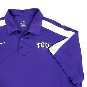NIKE DRI FIT Mens XXL Purple TCU Horned Frogs Polo